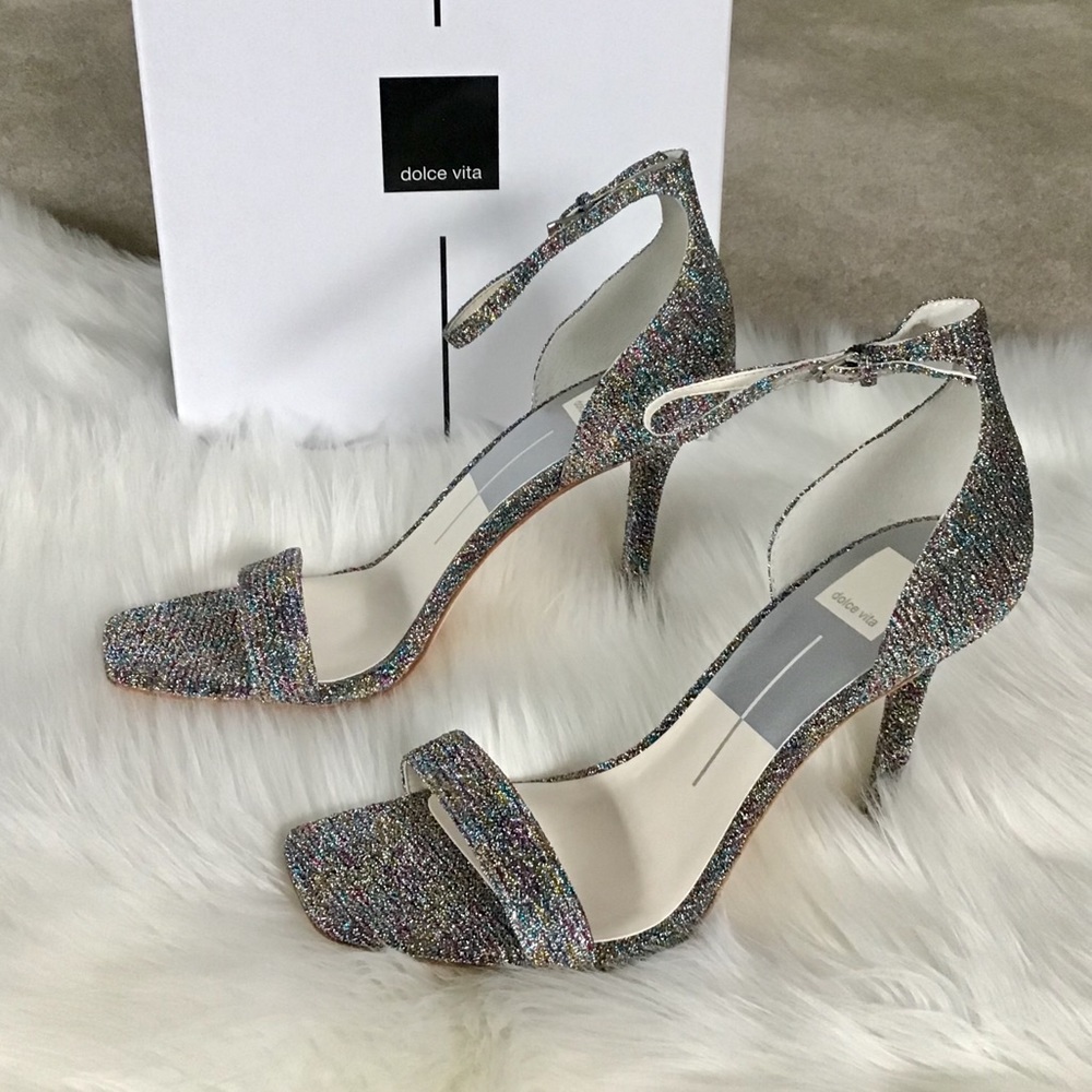 Dolce Vita Metallic Glitter Ankle Strap Sandals